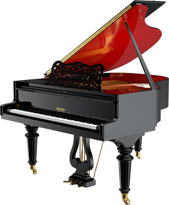 OP170 Opéra quart de queue noir brillant intérieur rouge